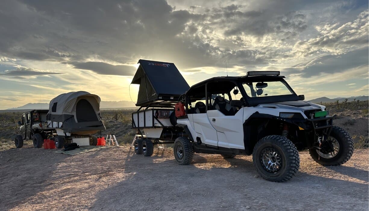 High Country Unlimited camp trailer on a desert trail